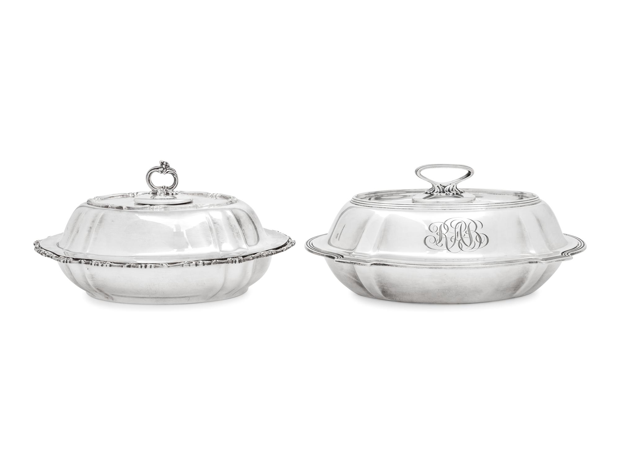 Two American Silver Covered Vegetable Dishes