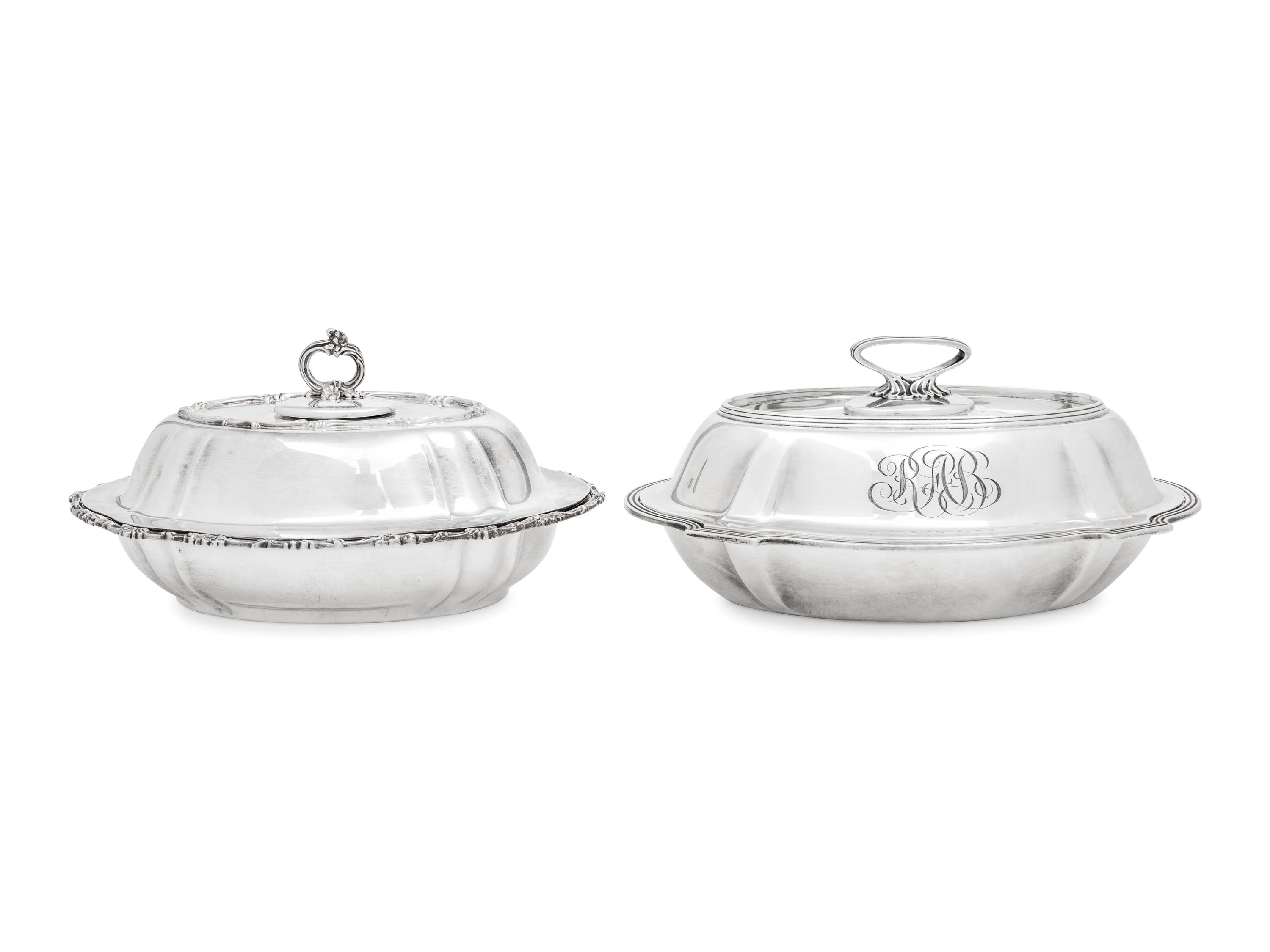 Two American Silver Covered Vegetable Dishes