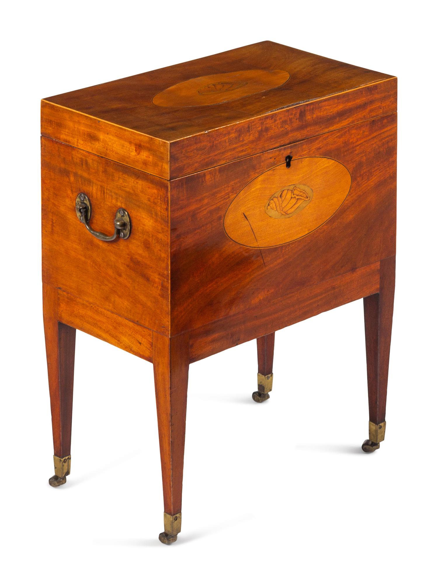 A George III Mahogany, Satinwood and Marquetry Cellarette