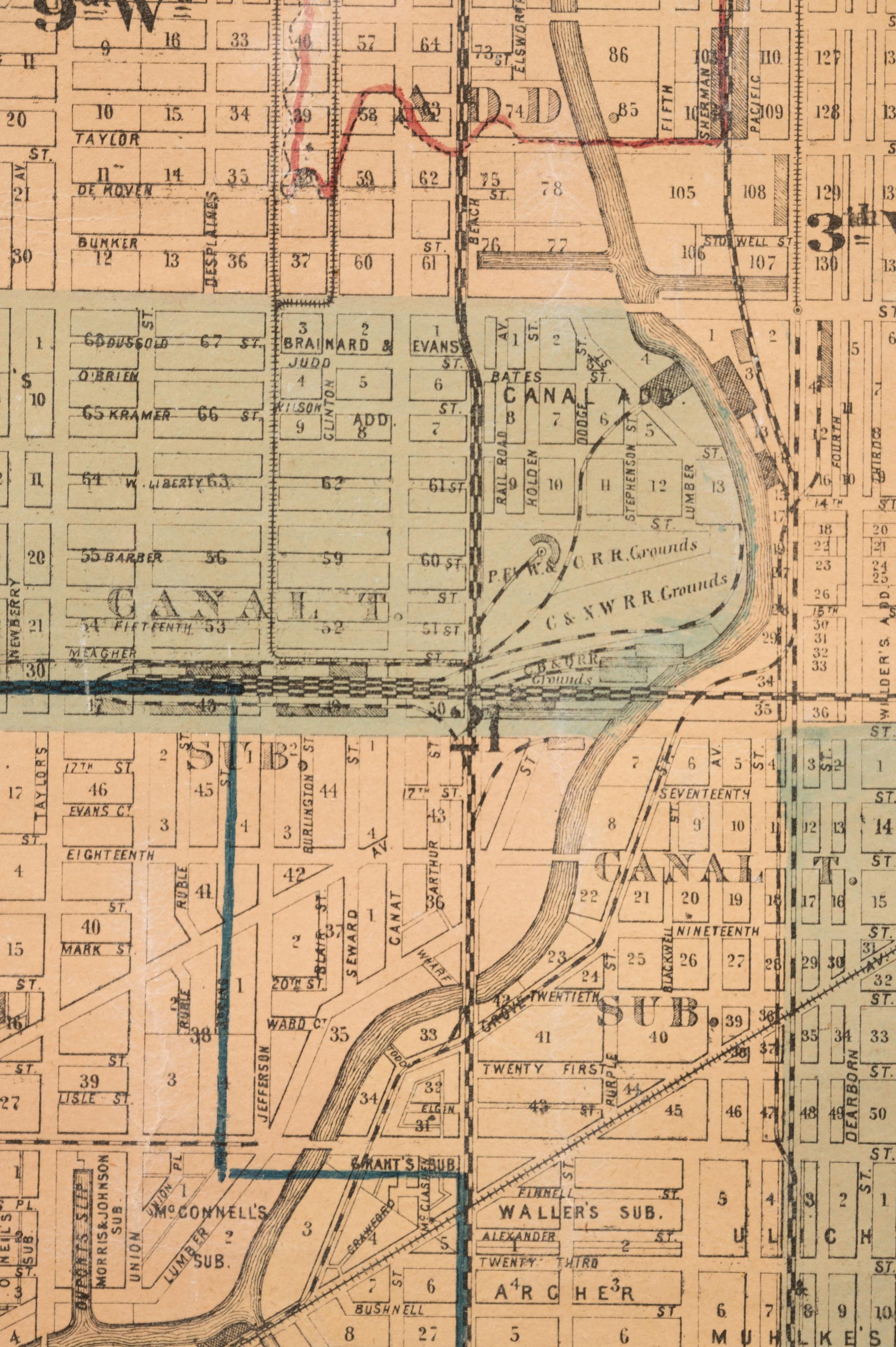 [CHICAGO] -- Park & Guide Map of Chicago . Chicago: Jas. Van Vechten, 1873.