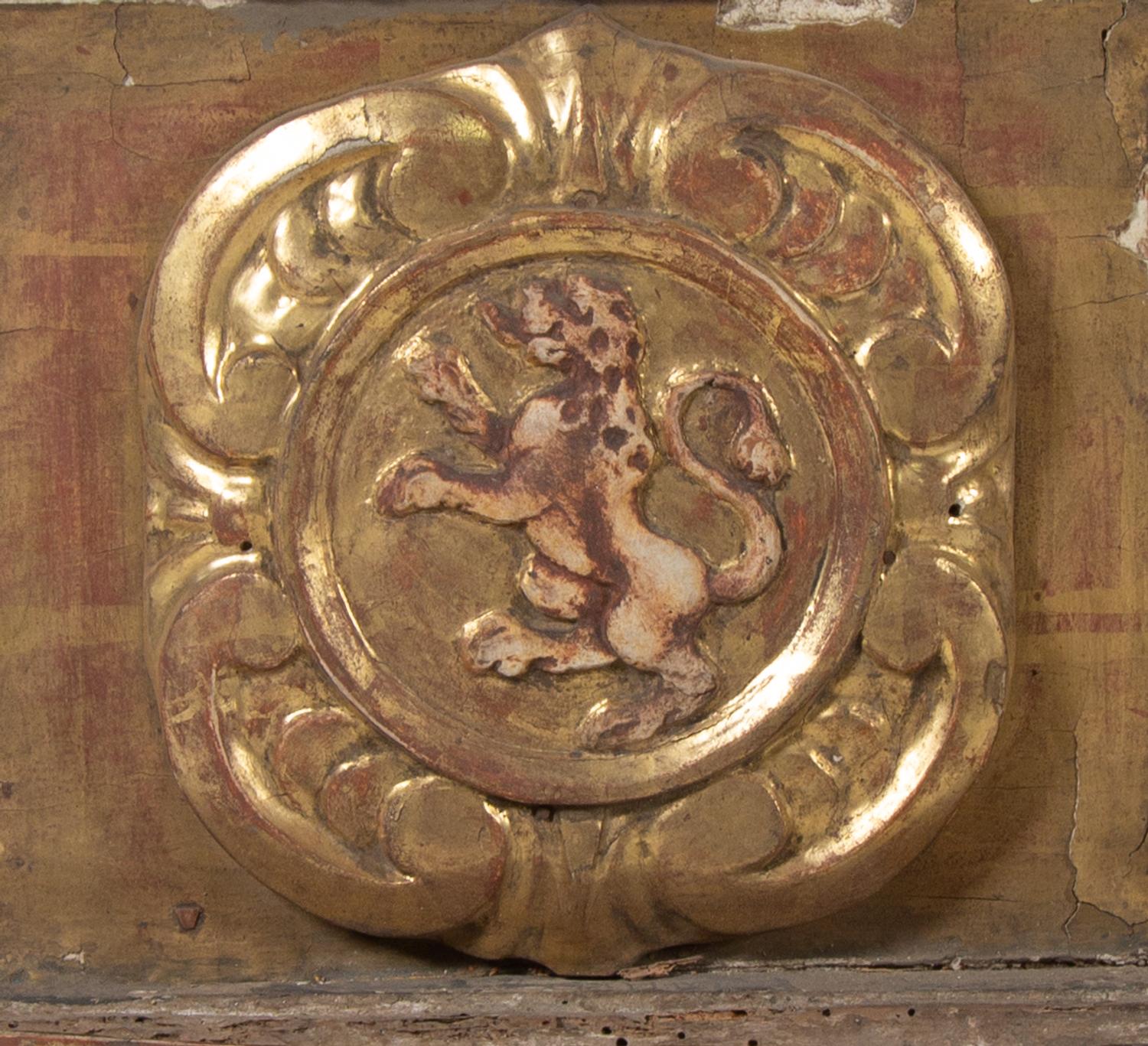 A French Baroque Carved Giltwood Pediment and Two Columns — MID 16TH CENTURY