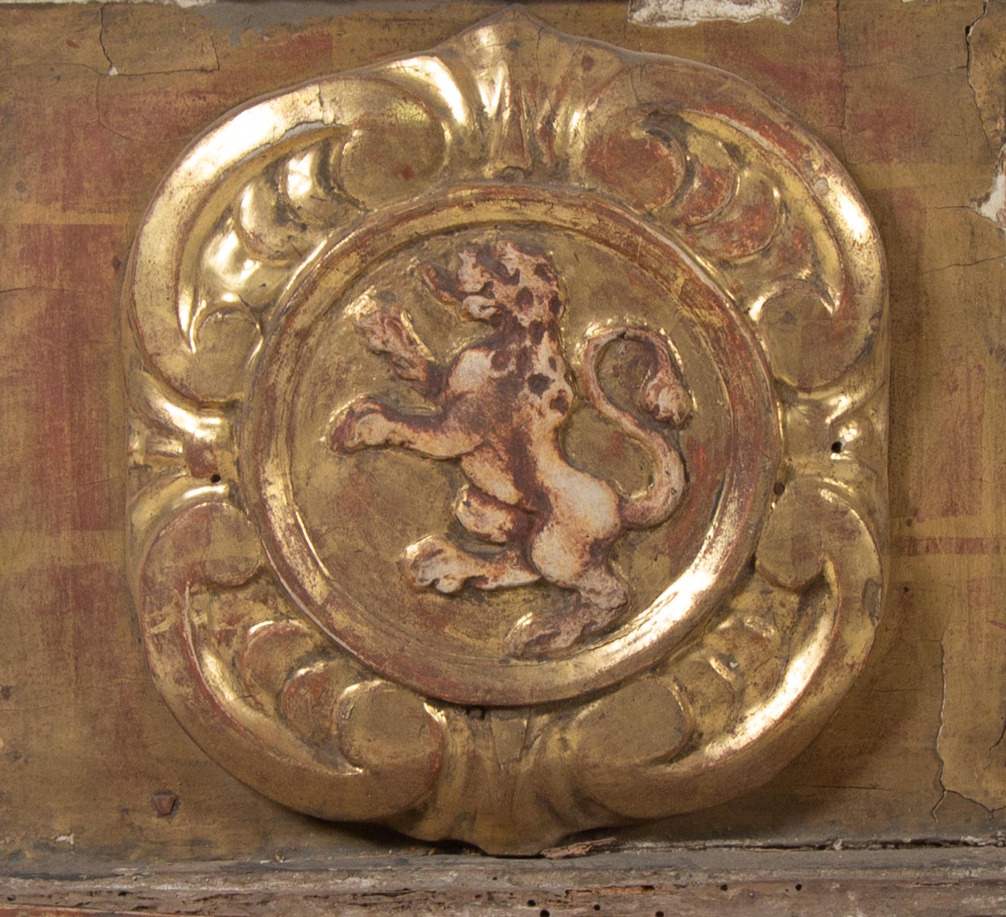 A French Baroque Carved Giltwood Pediment and Two Columns — MID 16TH CENTURY