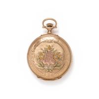 ELGIN, 14K TRICOLOR GOLD HUNTER CASE POCKET WATCH