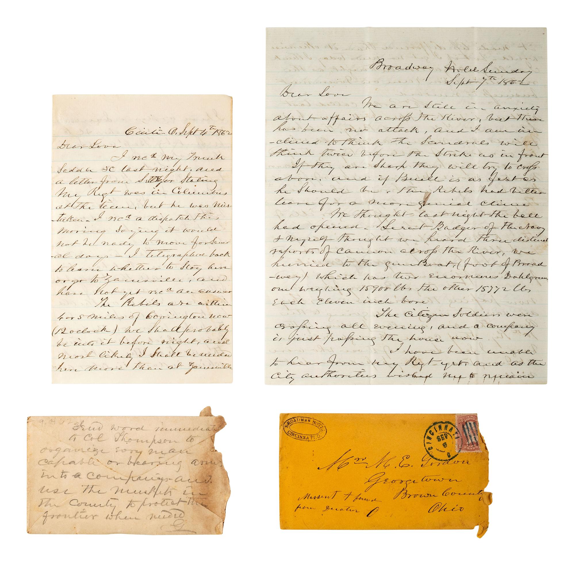 [CIVIL WAR]. Papers of Dr. Thomas Winslow Gordon (1819-1900), Brigade Surgeon and surgeon in the 97th Ohio Volunteer Infantry, incl. description of the "Siege of Cincinnati" and Western Theater engagements.