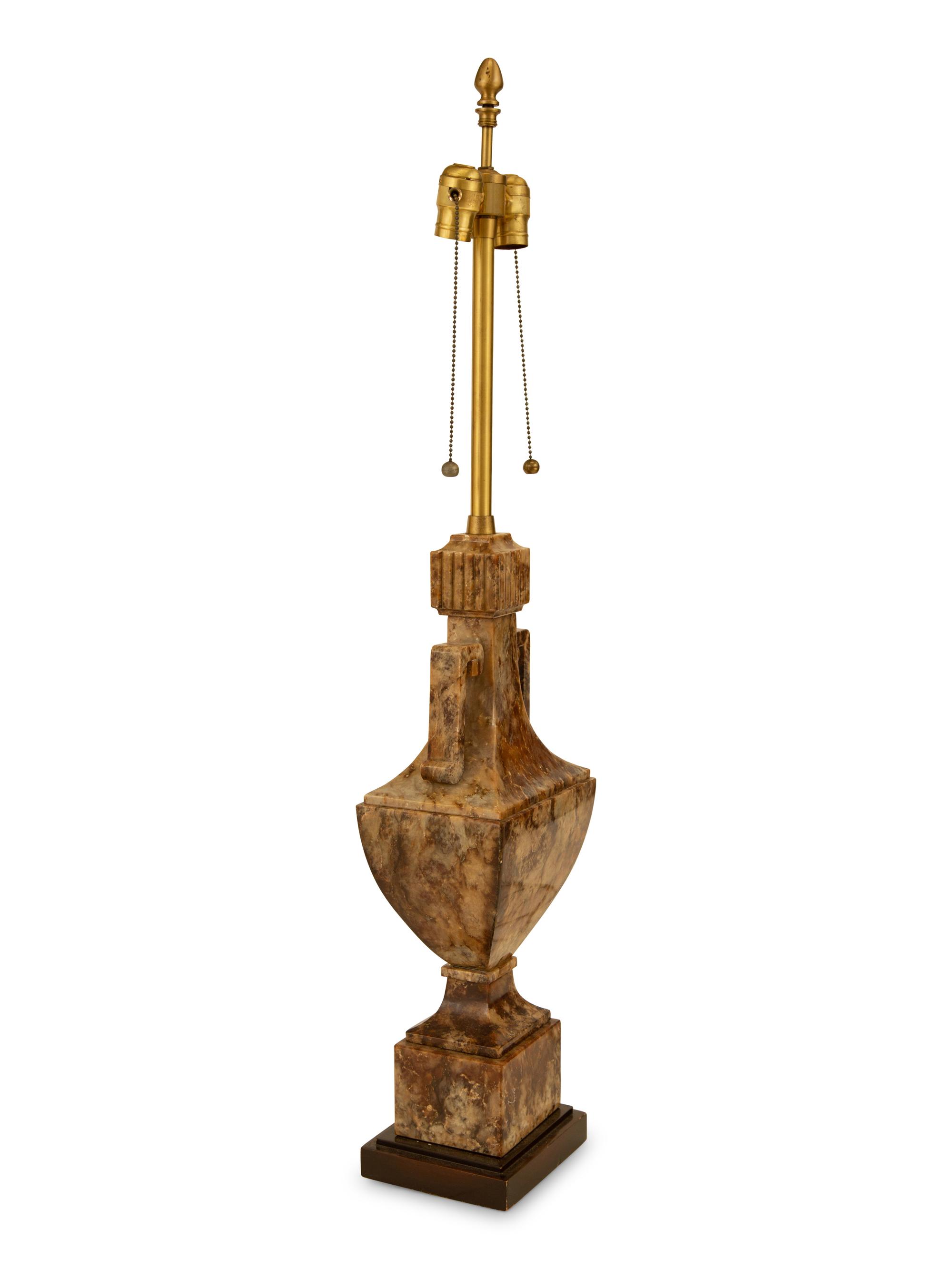A Carved Hardstone Table Lamp