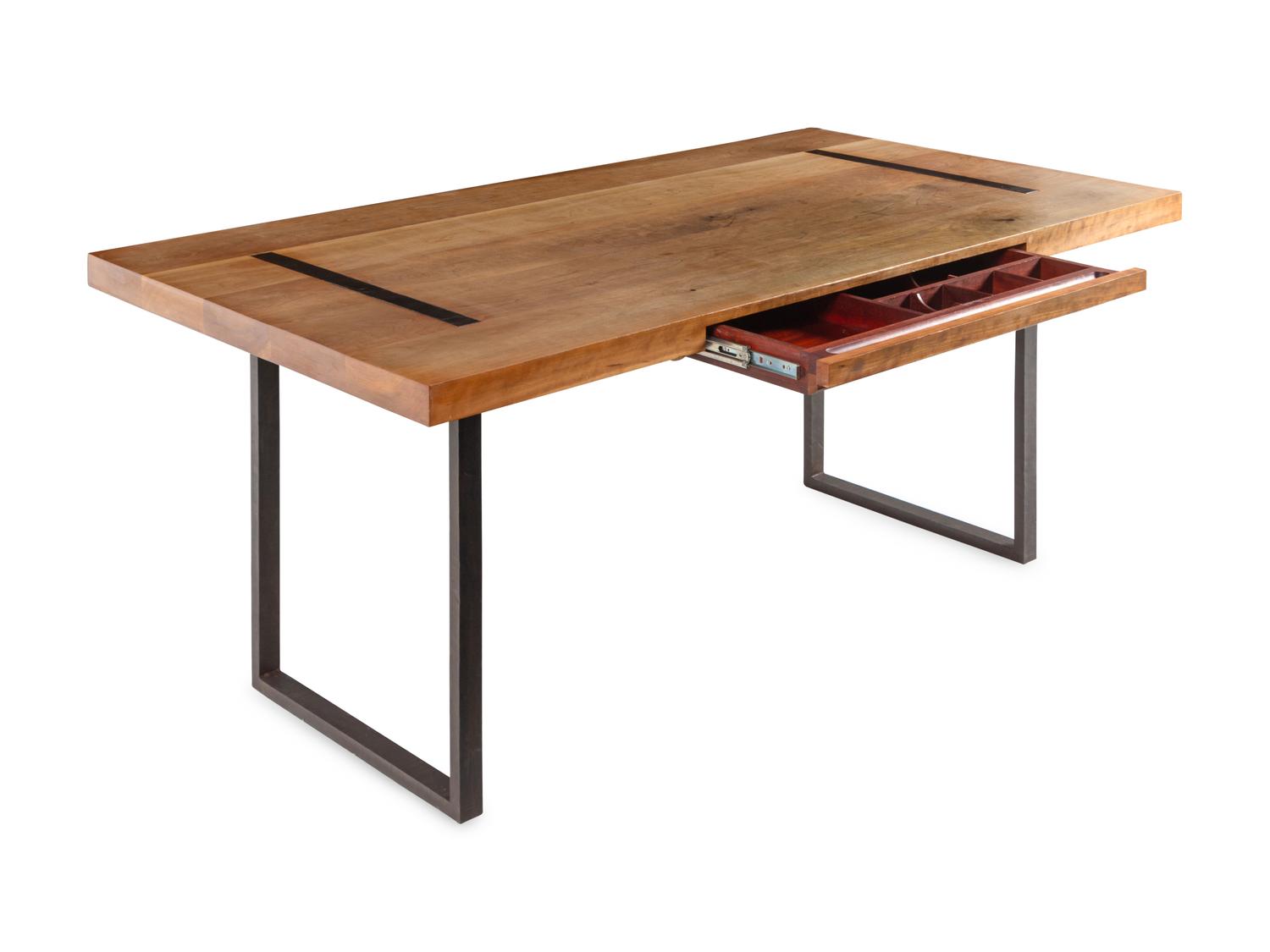 A Contemporary Steel and Walnut Desk