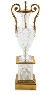 A Gilt Metal Mounted Cut Glass Urn