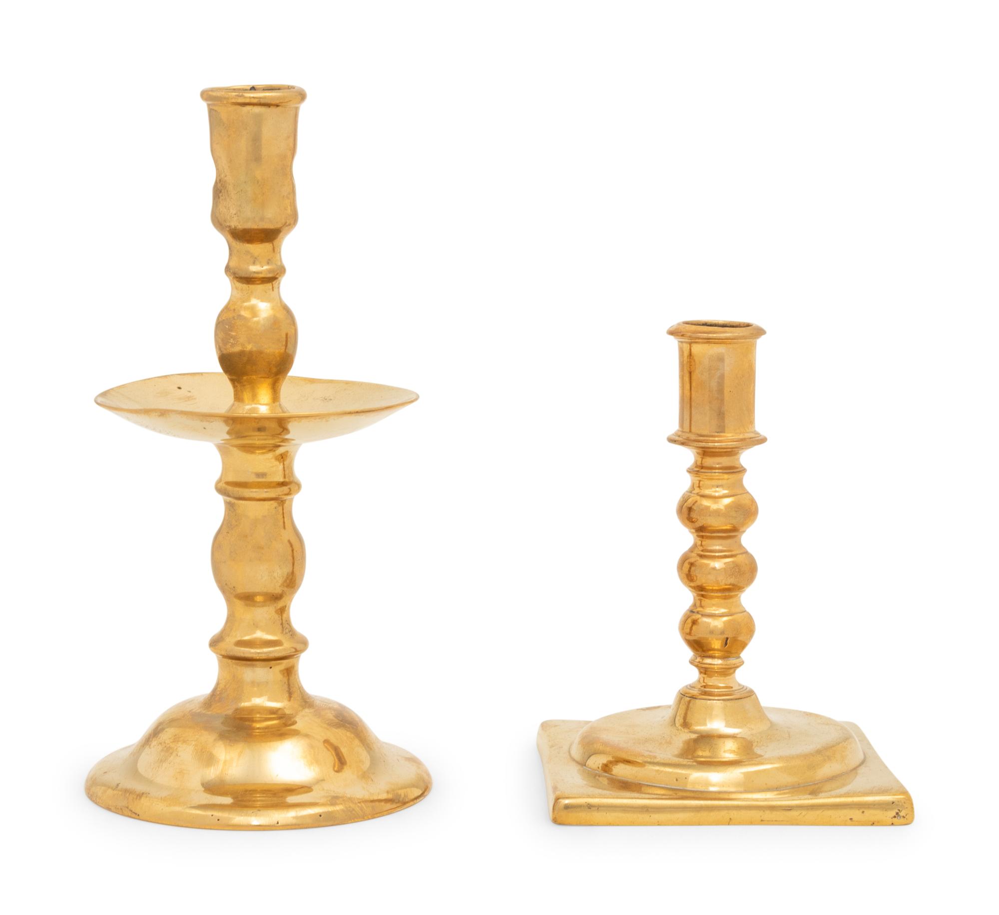 Two Continental Brass Candlesticks