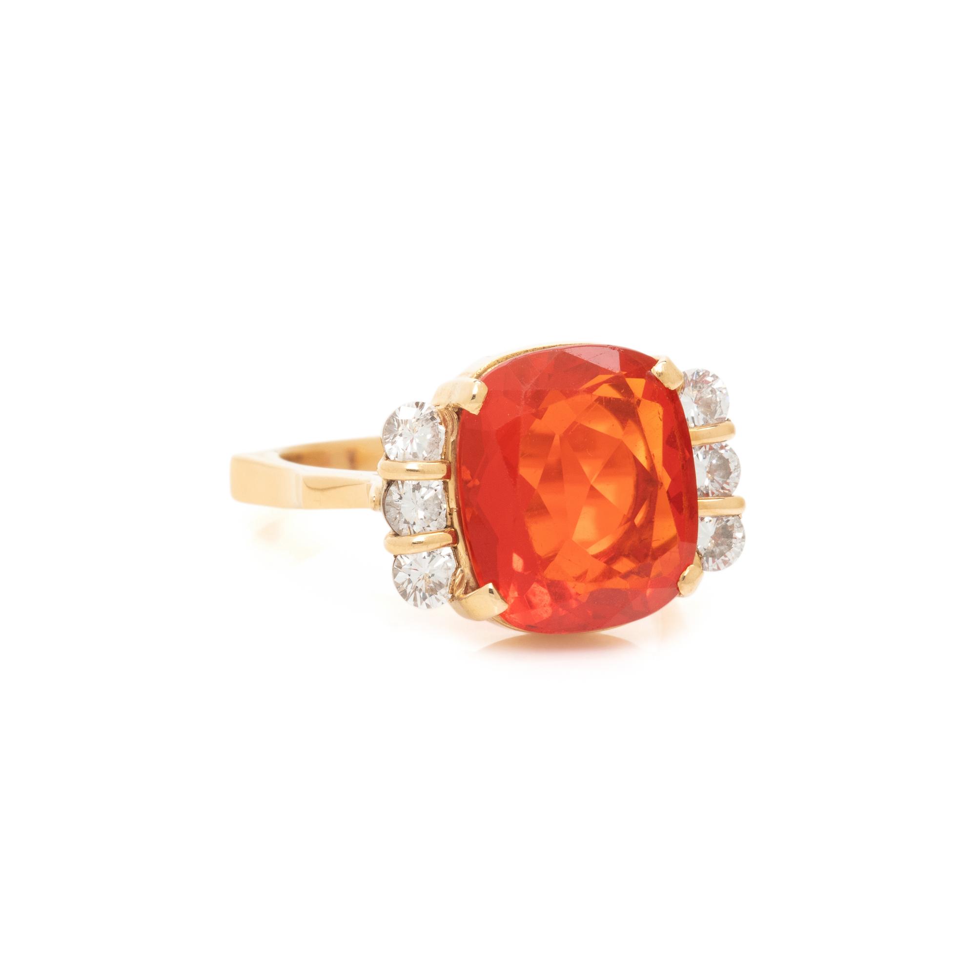 FIRE OPAL AND DIAMOND RING