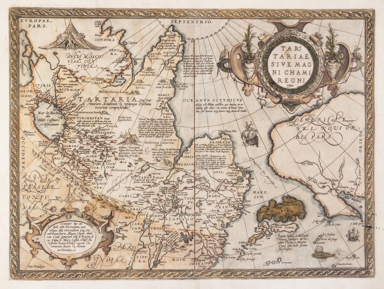 (MAP) ORTELIUS, ABRAHAM.Tartariae Sive Magi Chami Regni. [Antwerp, 1598] Copper-engraving of Tartary and China.