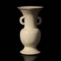 A Chinese White-Glazed Vase, Possibly Cizhou Ware, Ming Dynasty or Earlier — 明或更早 磁州窯白釉雙耳尊