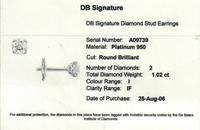 A Pair of Platinum and Diamond 'DB Signature' Stud Earrings, De Beers, 1.35 dwts.