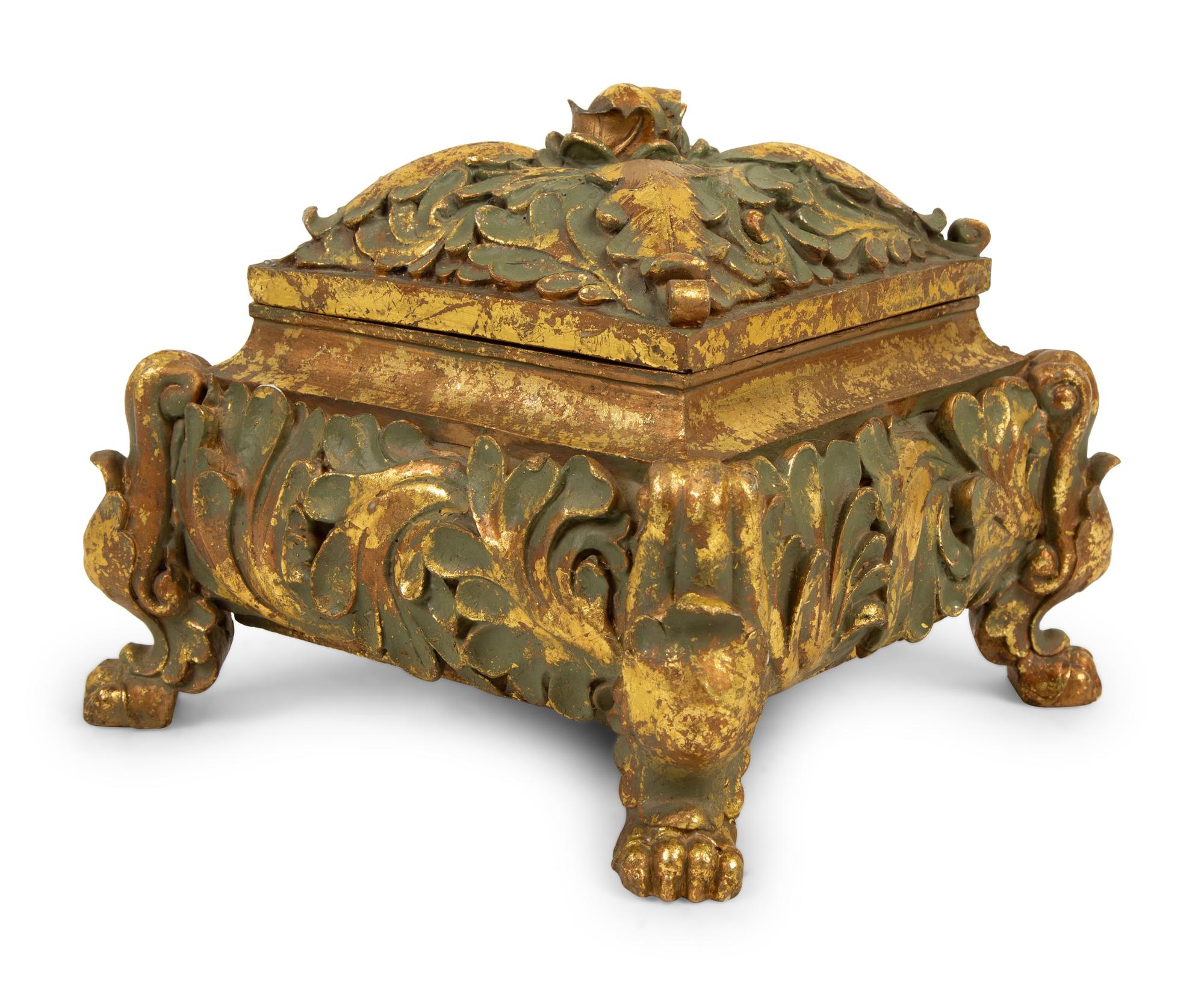 An Italian Rococo Style Painted and Parcel Gilt Box — 19TH CENTURY