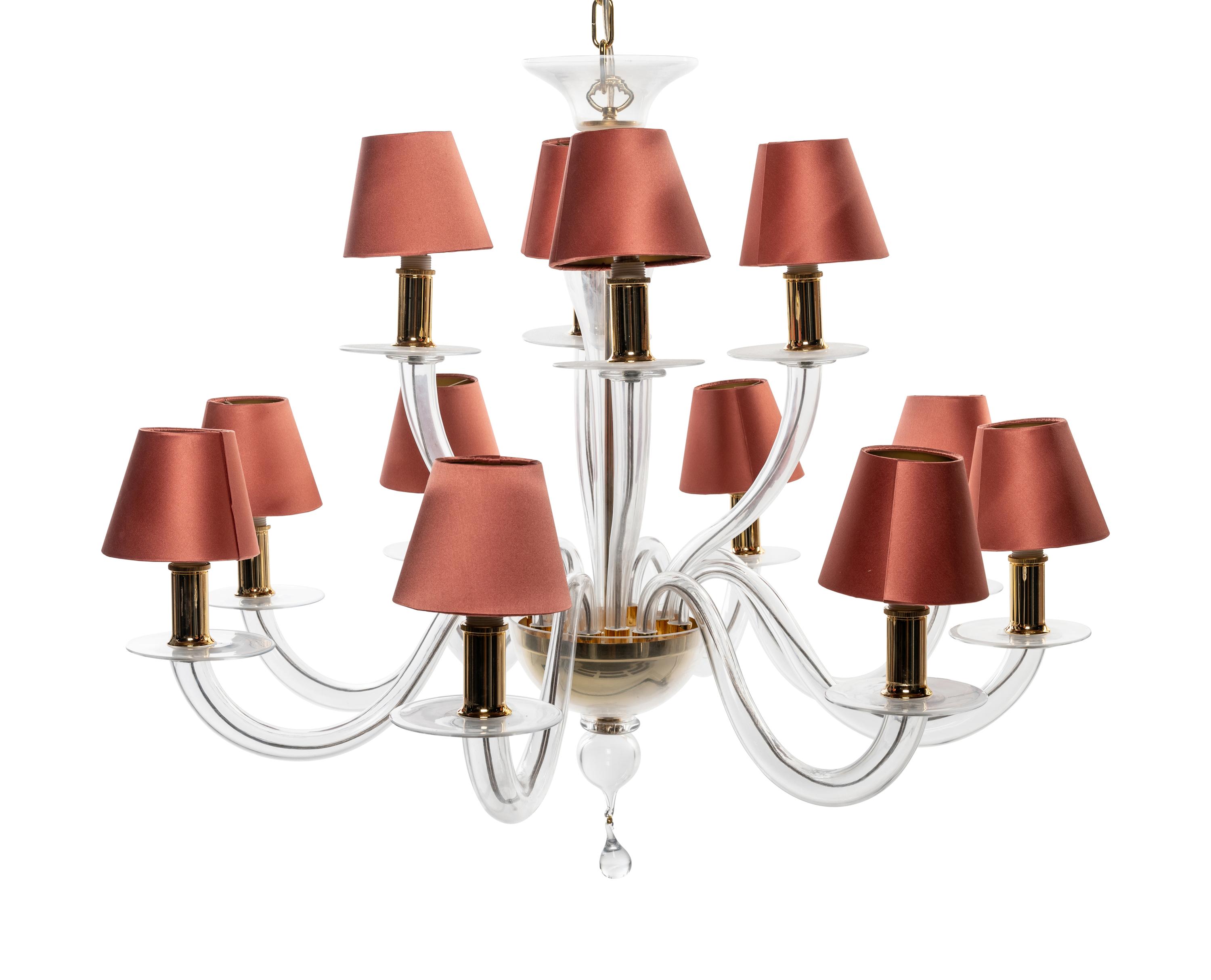 A Murano Style Glass Twelve-Light Chandelier