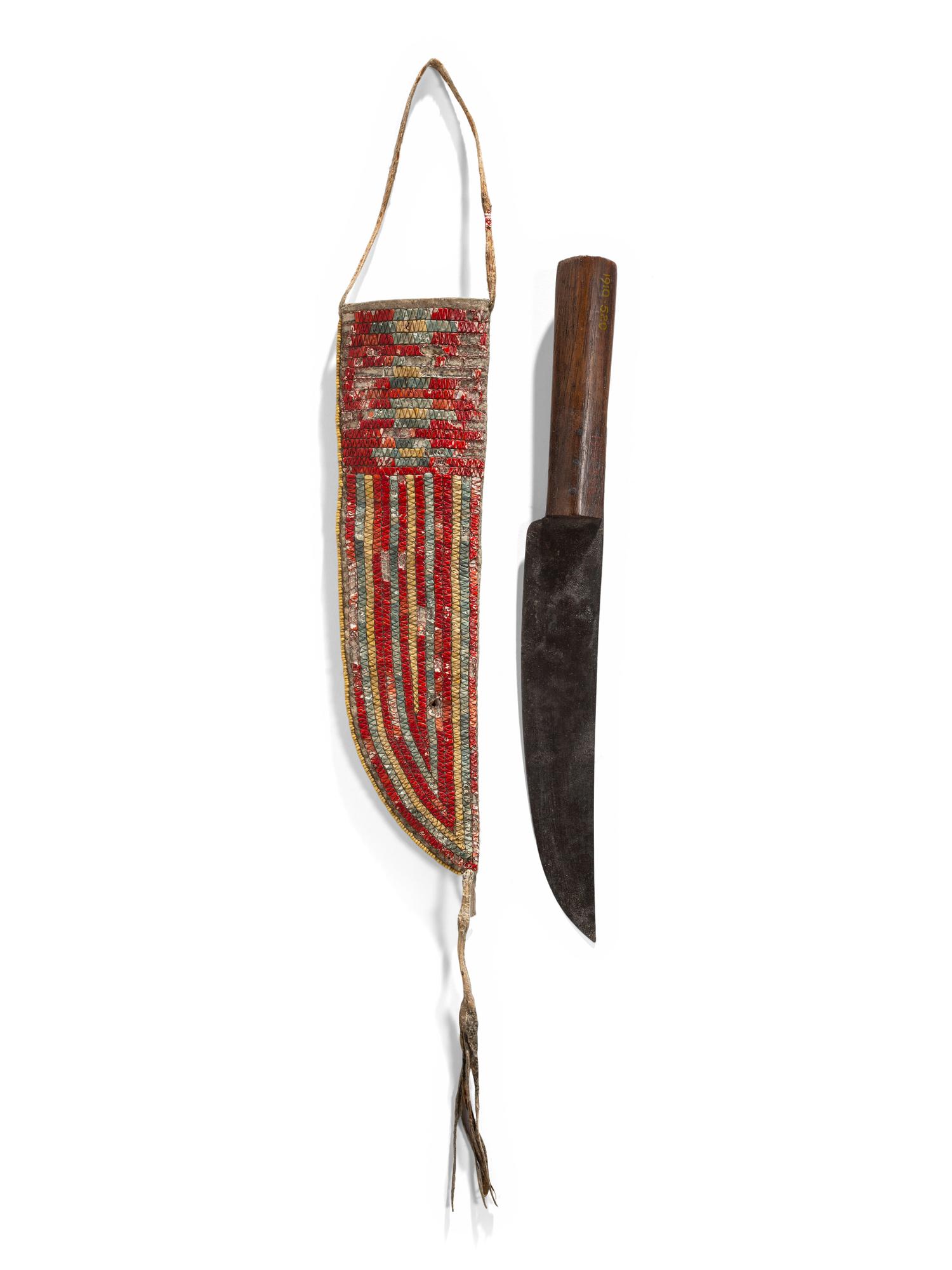 Sioux Quilled Knife Sheath, with Knife