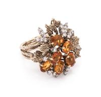 BRUTALIST, TOPAZ AND DIAMOND RING