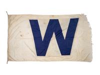 A Chicago Cubs W Win Flag Once Flown at Wrigley Field Collected by Former Chicago Cubs Wrigley Field Head Scorekeeper,