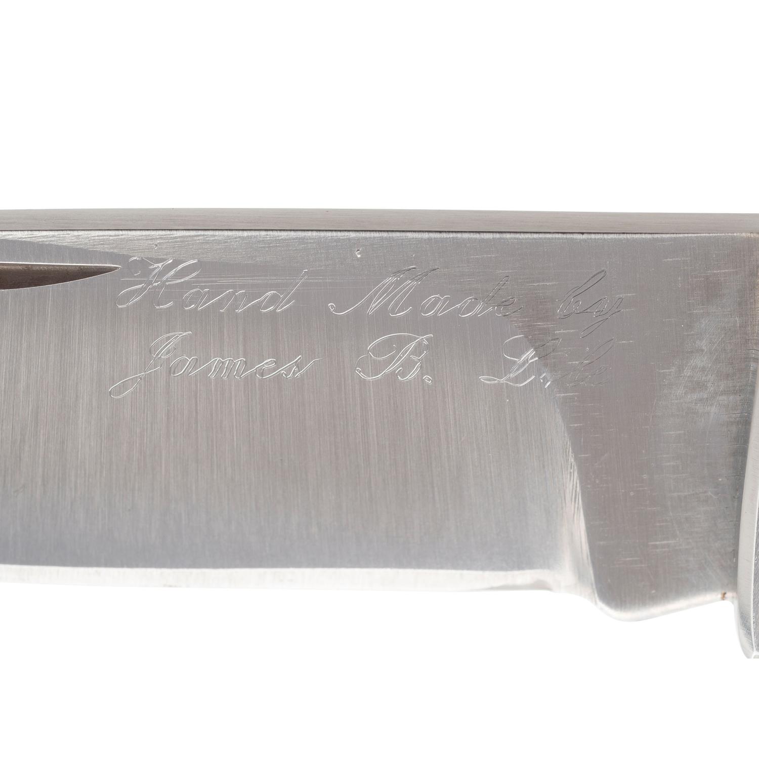 Early Jimmy Lile Lockback Folding Knife, Staghorn Handle, Full Name Engraved on Blade