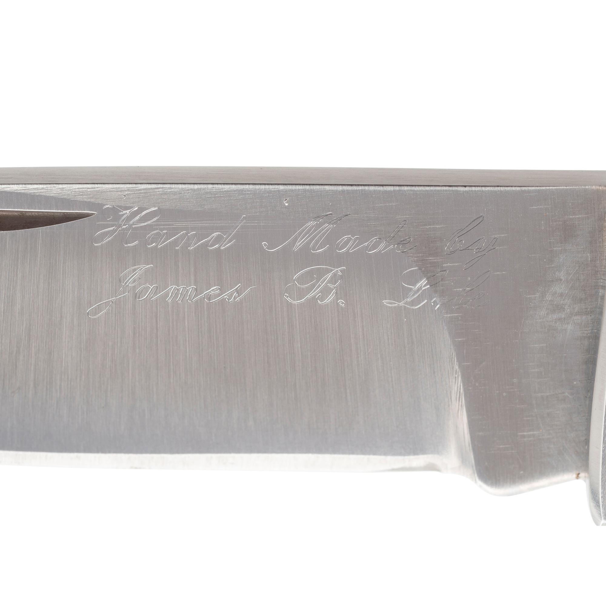 Early Jimmy Lile Lockback Folding Knife, Staghorn Handle, Full Name Engraved on Blade