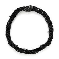 Alex Soldier, Black Spinel, Black Diamond, and Sterling Silver Leaf Motif Beaded Necklace