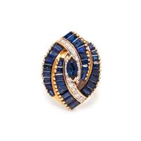 SYNTHETIC SAPPHIRE AND DIAMOND RING
