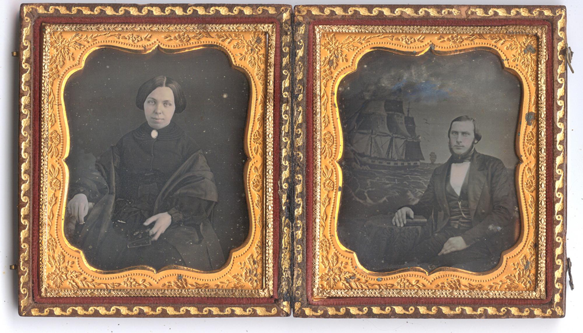 [Daguerreotype] Fine Portraits of a Sailor and Wife