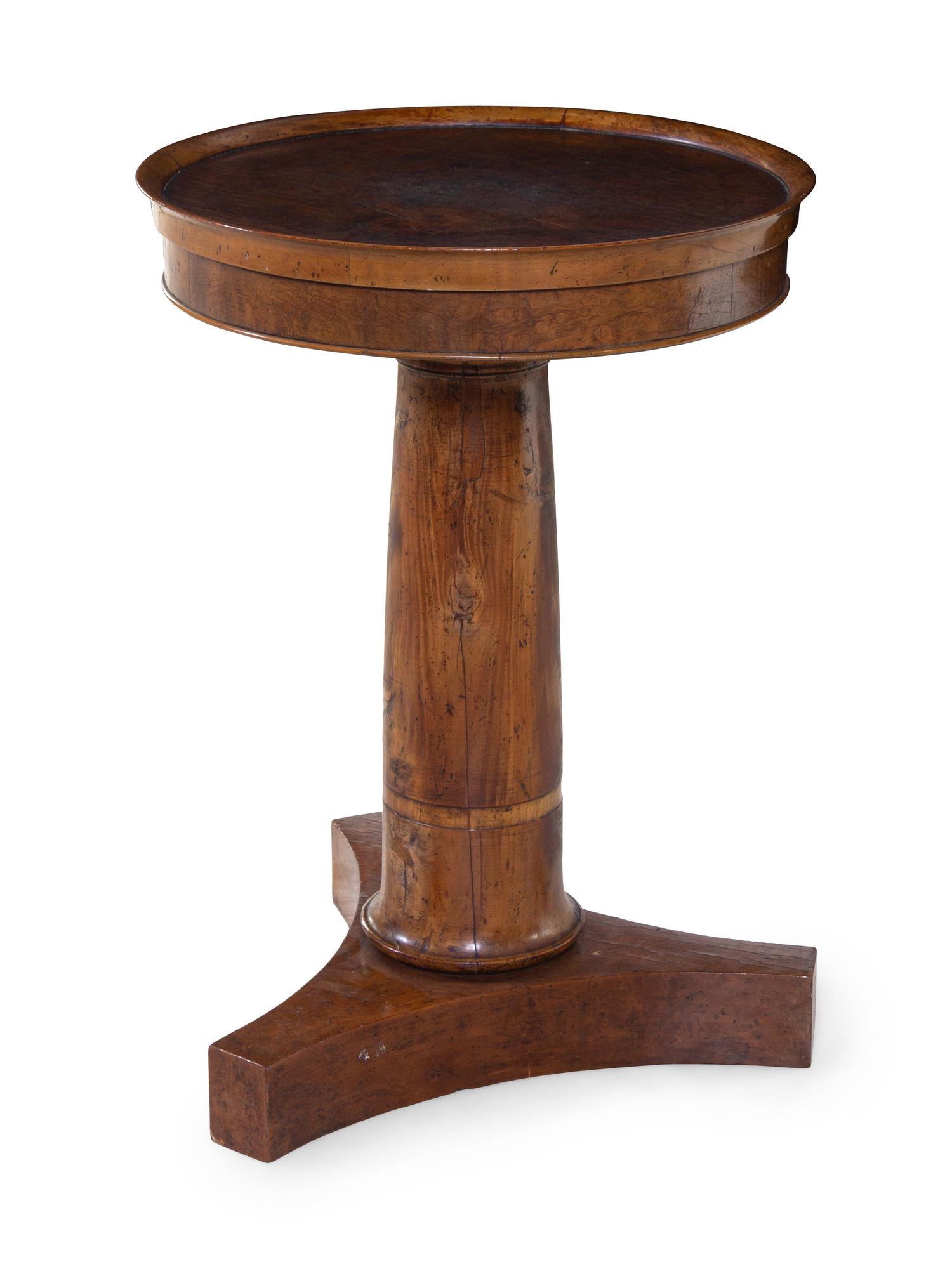 A Biedermeier Burlwood Pedestal Table