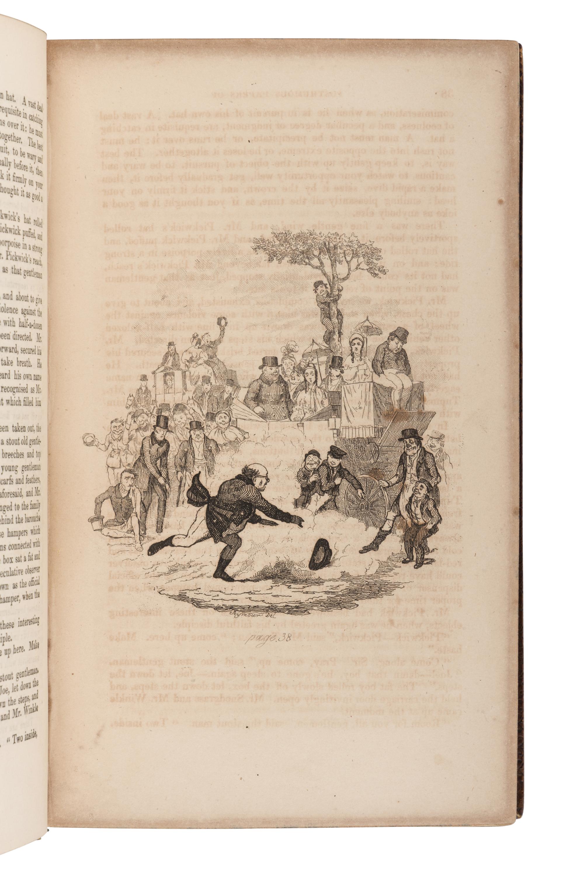 DICKENS, Charles (1812-1870). The Posthumous Papers of the Pickwick Club . London: Chapman and Hall, April 1836-November 1837.