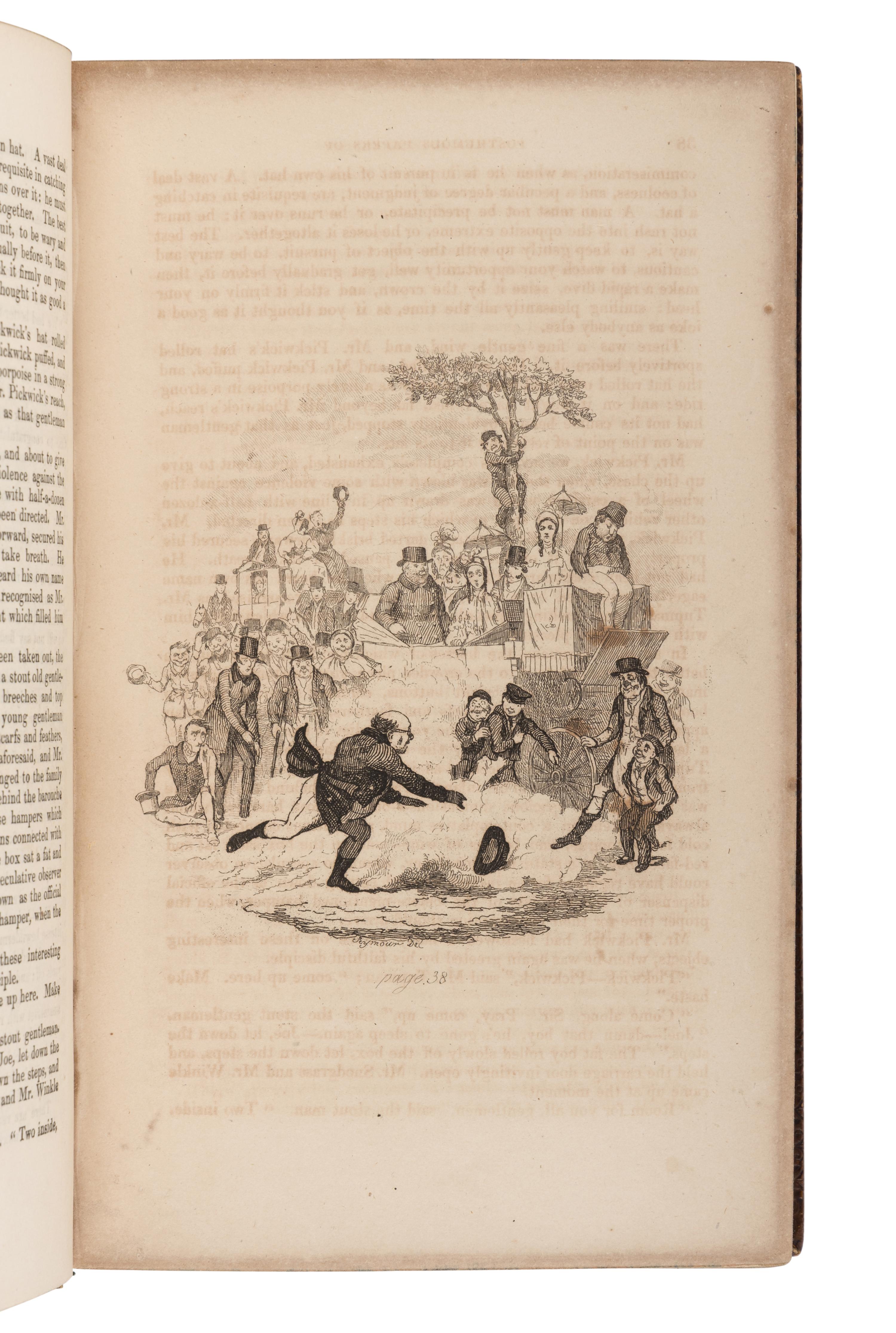 DICKENS, Charles (1812-1870). The Posthumous Papers of the Pickwick Club . London: Chapman and Hall, April 1836-November 1837.