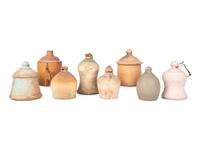 Eight Redware and Stoneware Birdhouses
