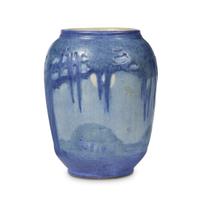 Sadie Irvine for Newcomb College Pottery scenic landscape vase, new orleans, louisiana, 1928