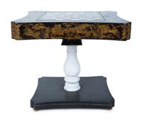 A Chinese Export Lacquer Game Table on a Later Painted Wood Base — 19TH CENTURY AND LATER