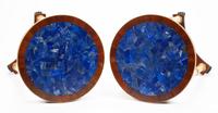 A Pair of Empire Style Gilt Bronze, Onyx and Lapis Lazuli Mounted Mahogany Gueridons Height 29 1/2 x diameter of top 20 1/2 inches.