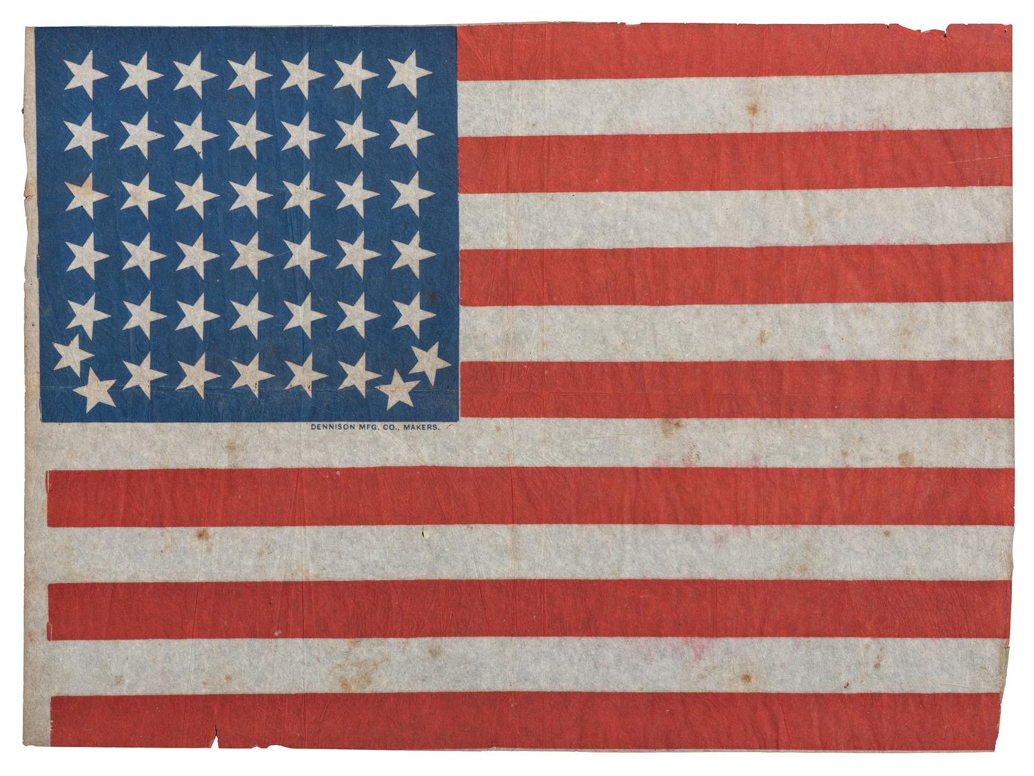 [FLAGS]. 44-star American flag made by Dennison Mfg. Co. Ca 1891-1896.