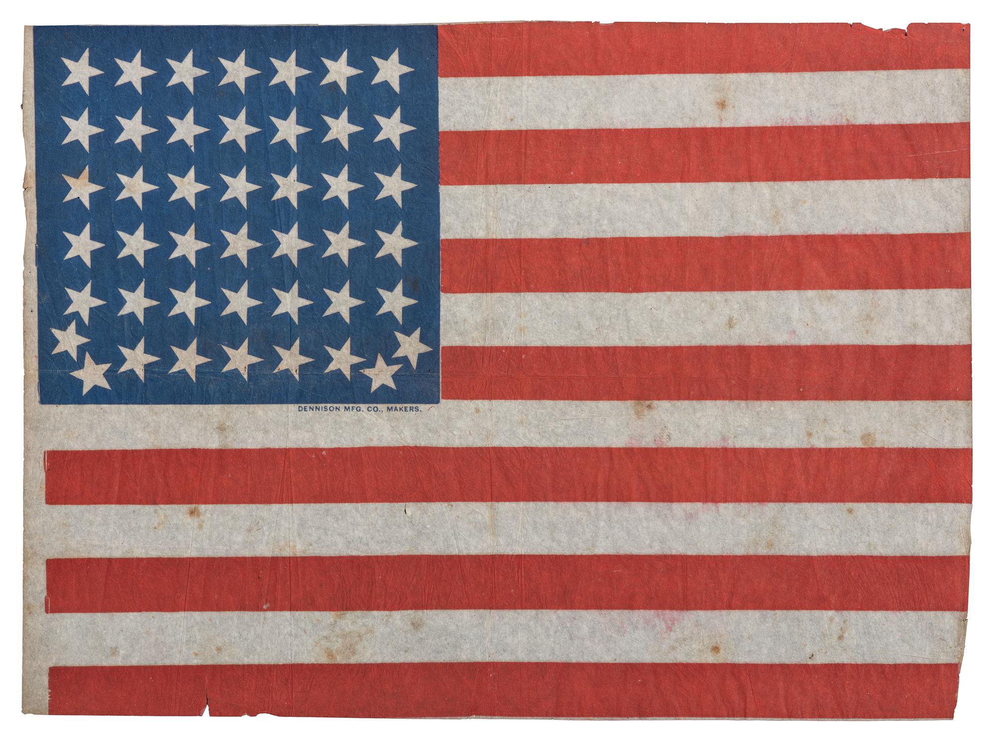 [FLAGS]. 44-star American flag made by Dennison Mfg. Co. Ca 1891-1896.