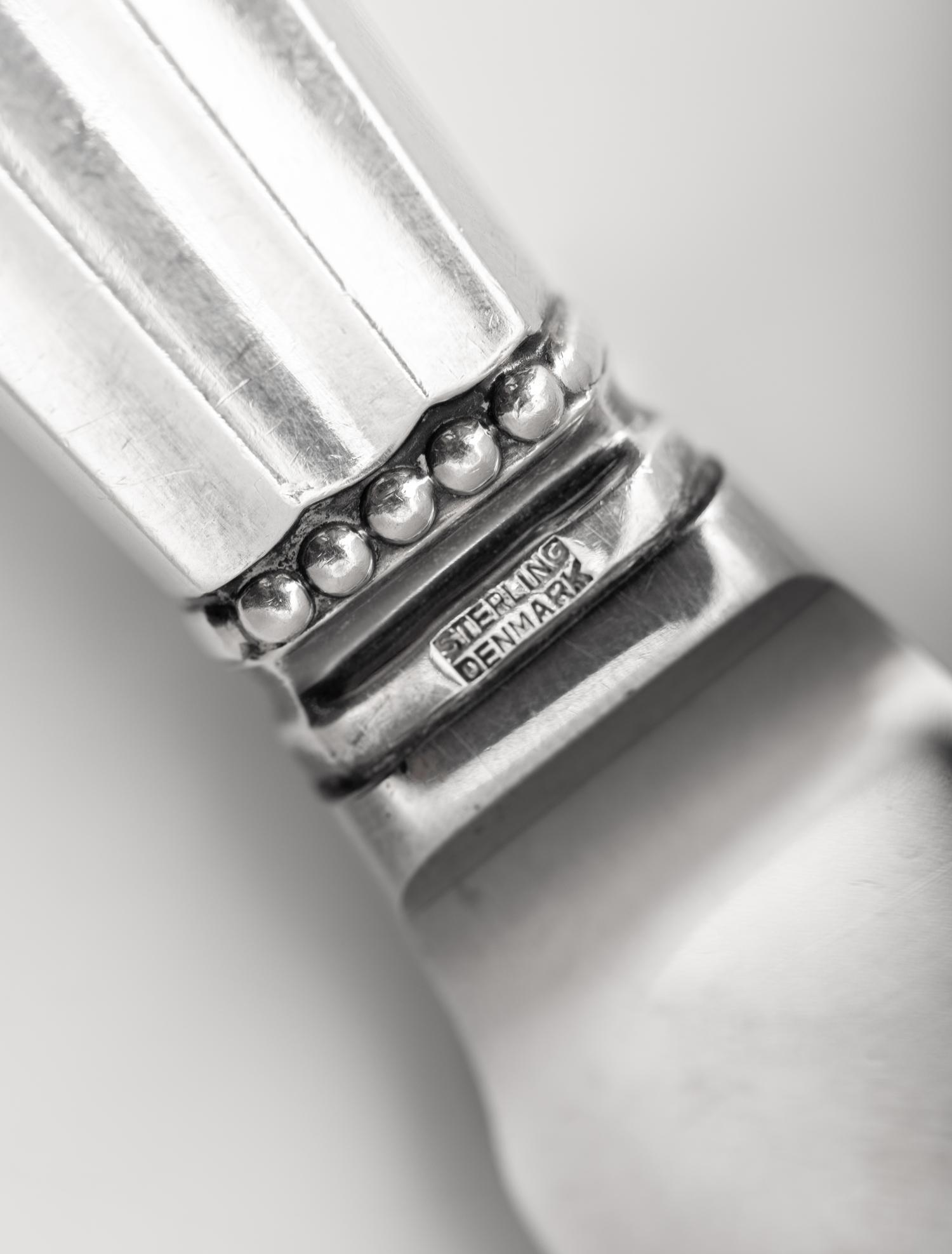 A Pair of Georg Jensen Acorn Silver Cake Knives