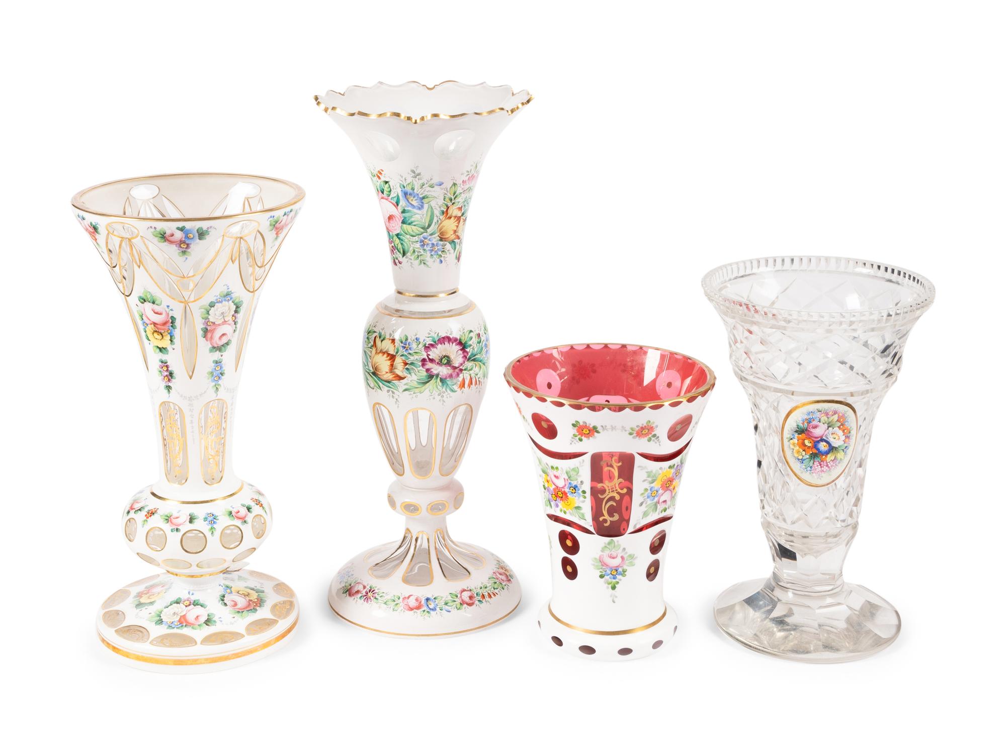 A Collection of Bohemian Cased Glass Articles