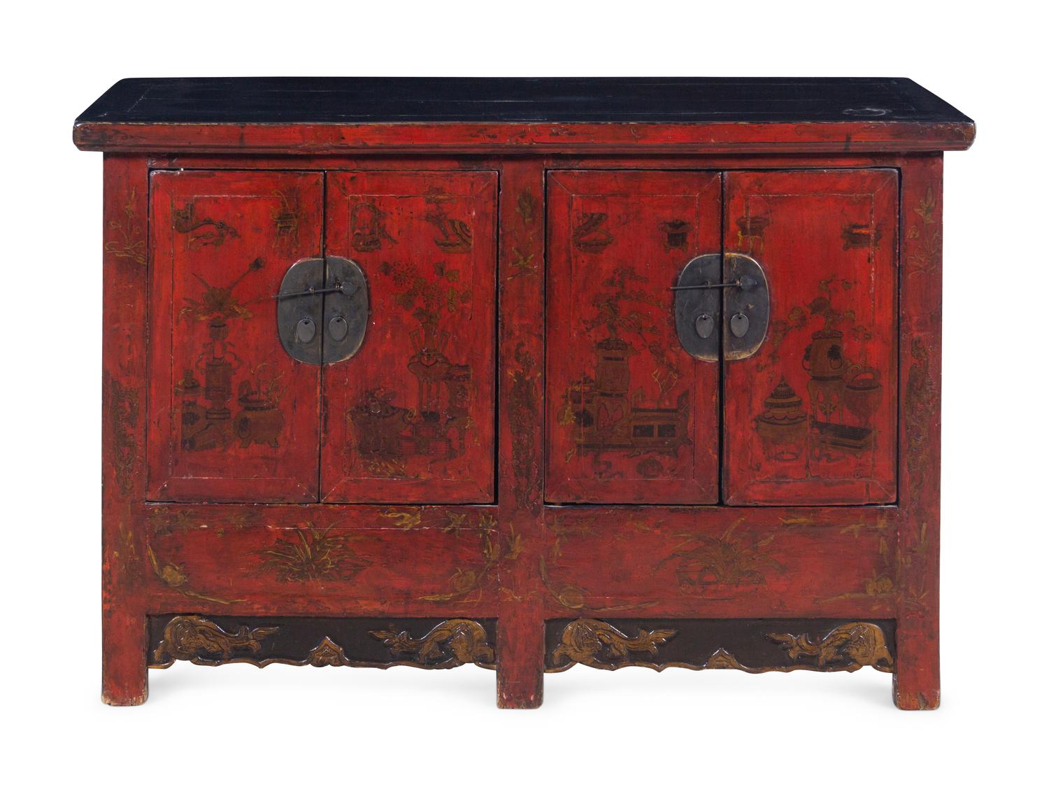 A Chinese Painted Console Cabinet