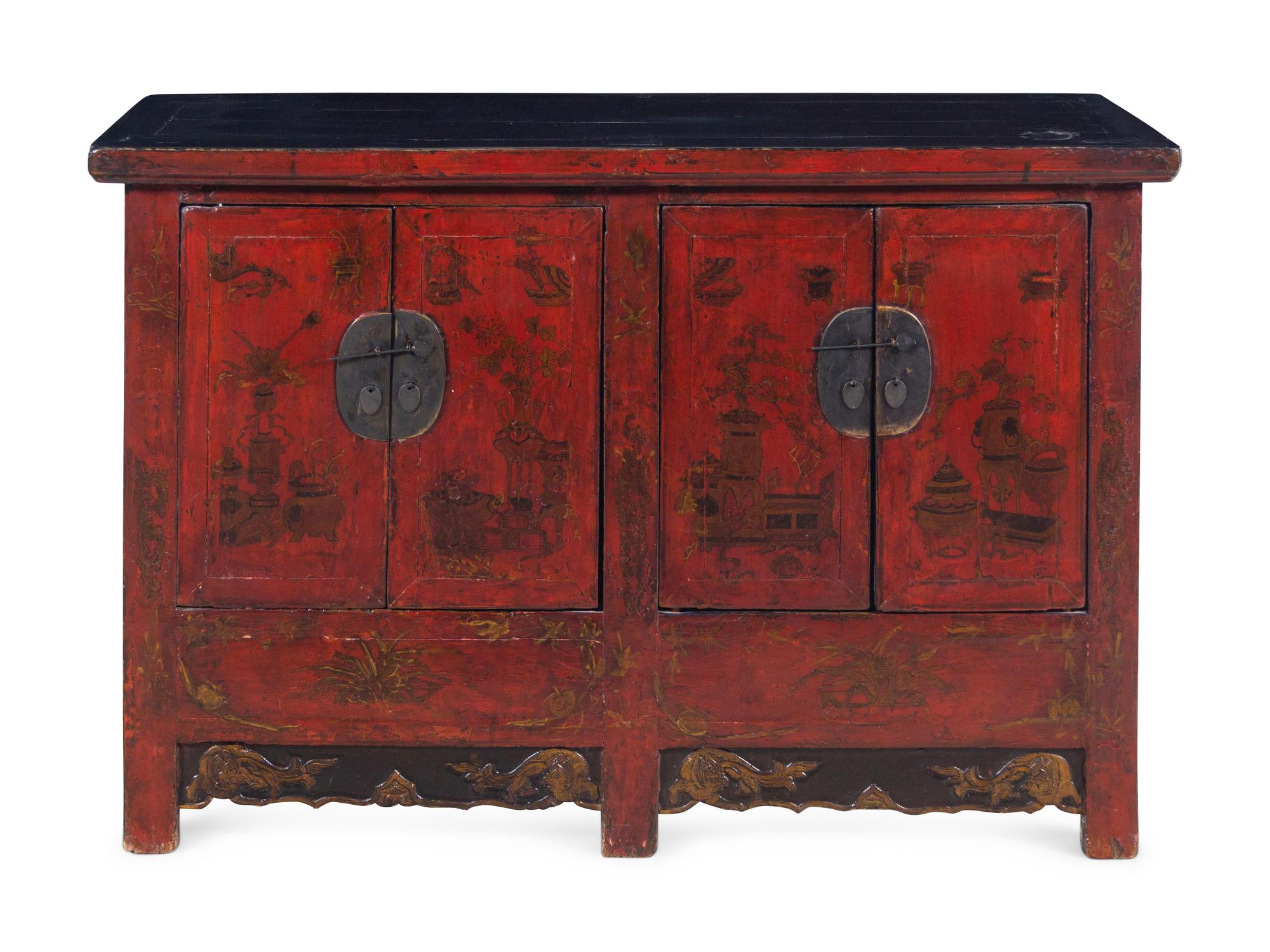 A Chinese Painted Console Cabinet