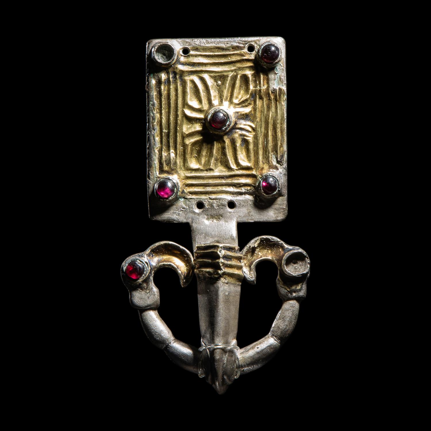 An Ostrogothic Gilt-Silver and Stone Belt Buckle
