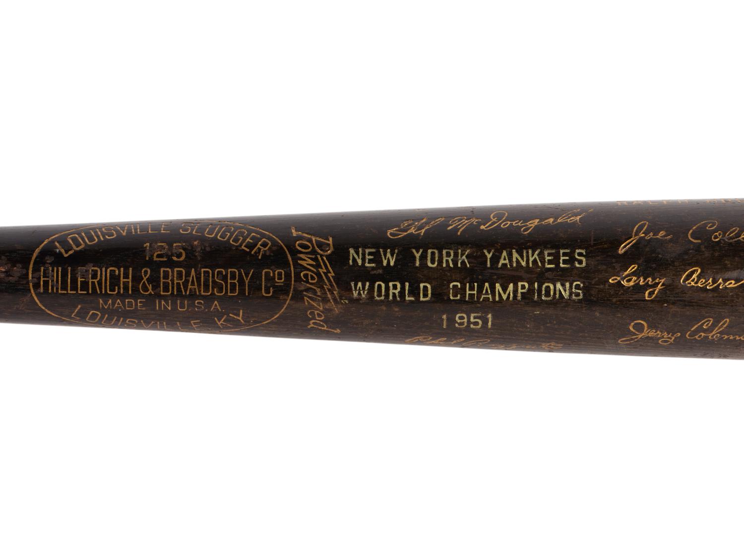 A 1951 New York Yankees World Series Champions Presentation Black Bat,