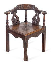A William and Mary Style Oak Corner Chair