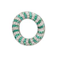 TIFFANY & CO., EMERALD AND DIAMOND PIN