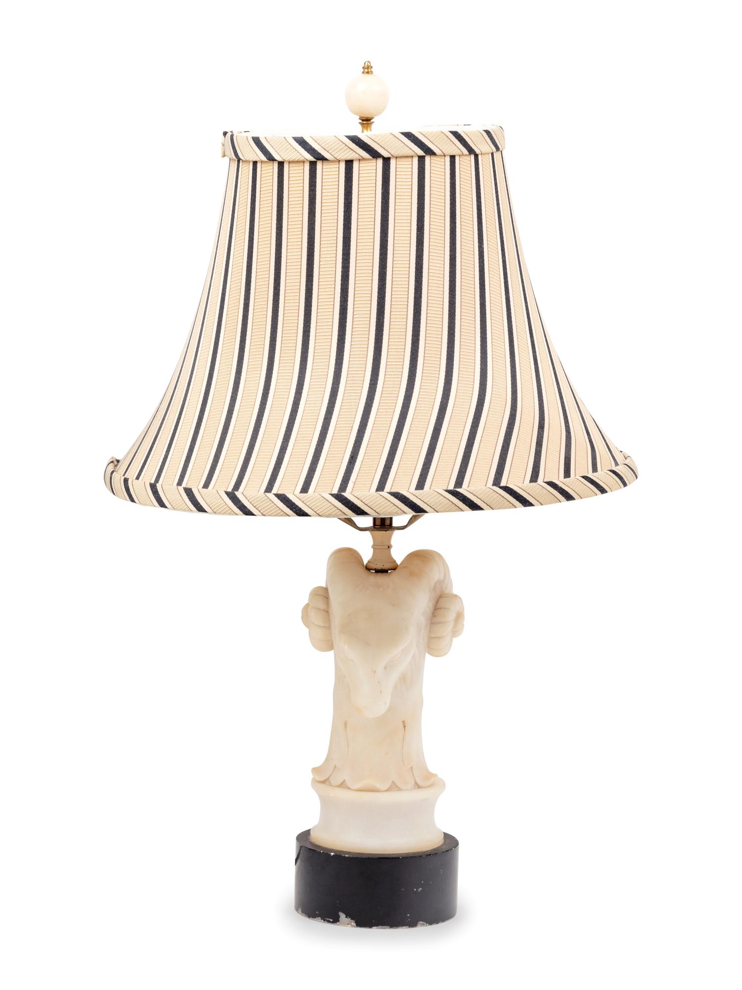 An Italian Carved Alabaster Lamp