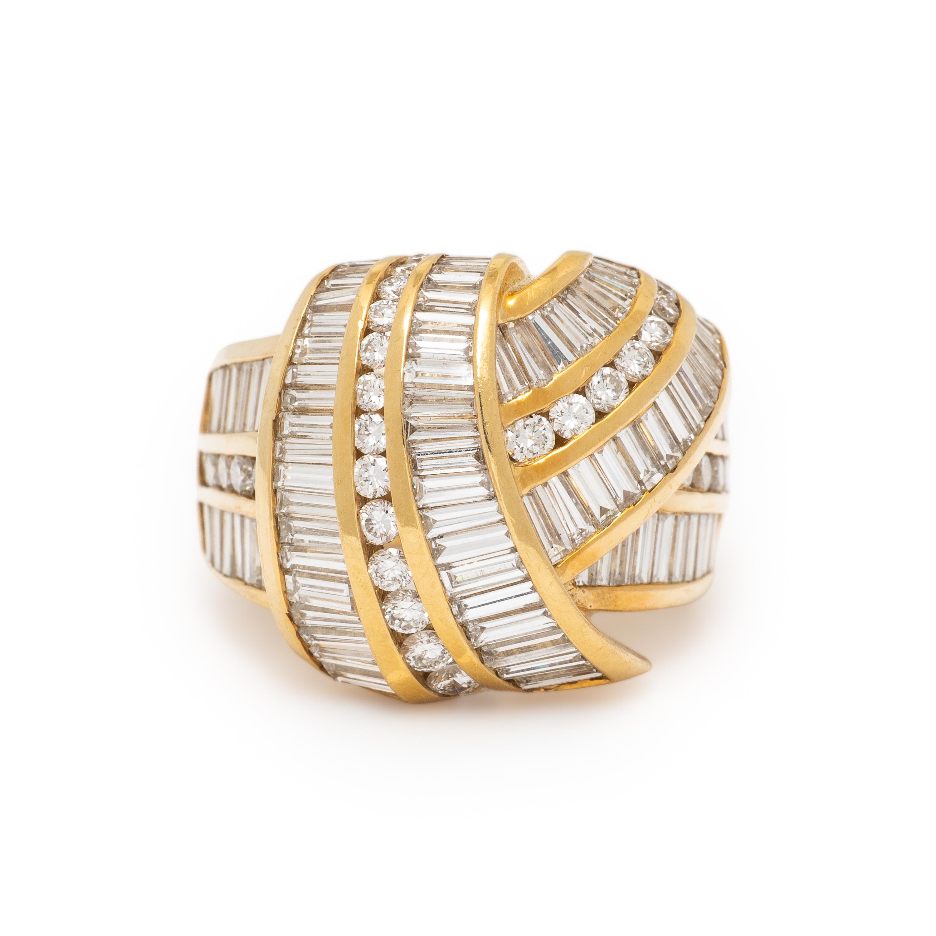 Charles Krypell, Yellow Gold and Diamond Knot Ring