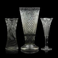 Three Cut Glass Vases
