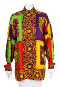 A Gianni Versace Silk Atelier Print Shirt, Size 42.