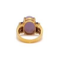 DYED LAVENDER JADE, AMETHYST, AND DIAMOND RING