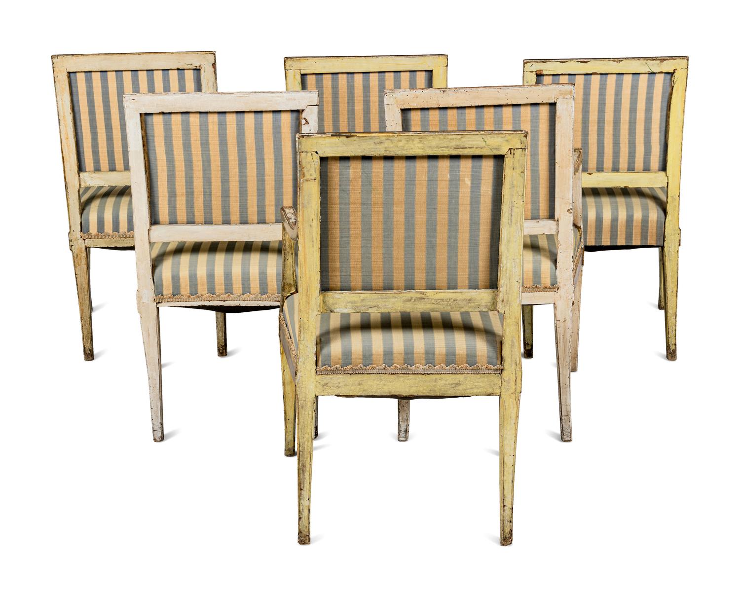 A Set of Six Italian Silvered Armchairs