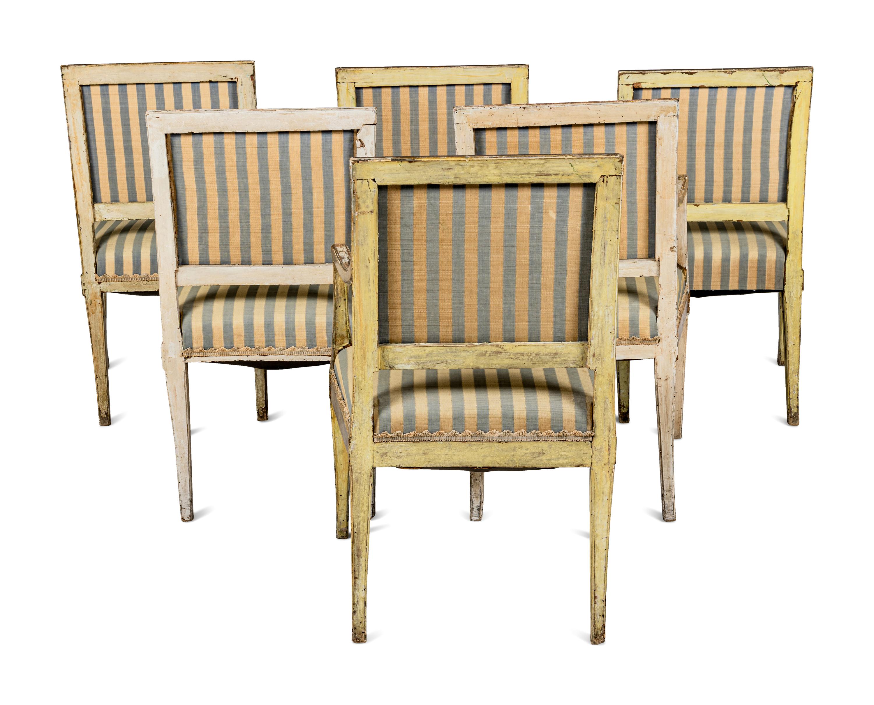 A Set of Six Italian Silvered Armchairs